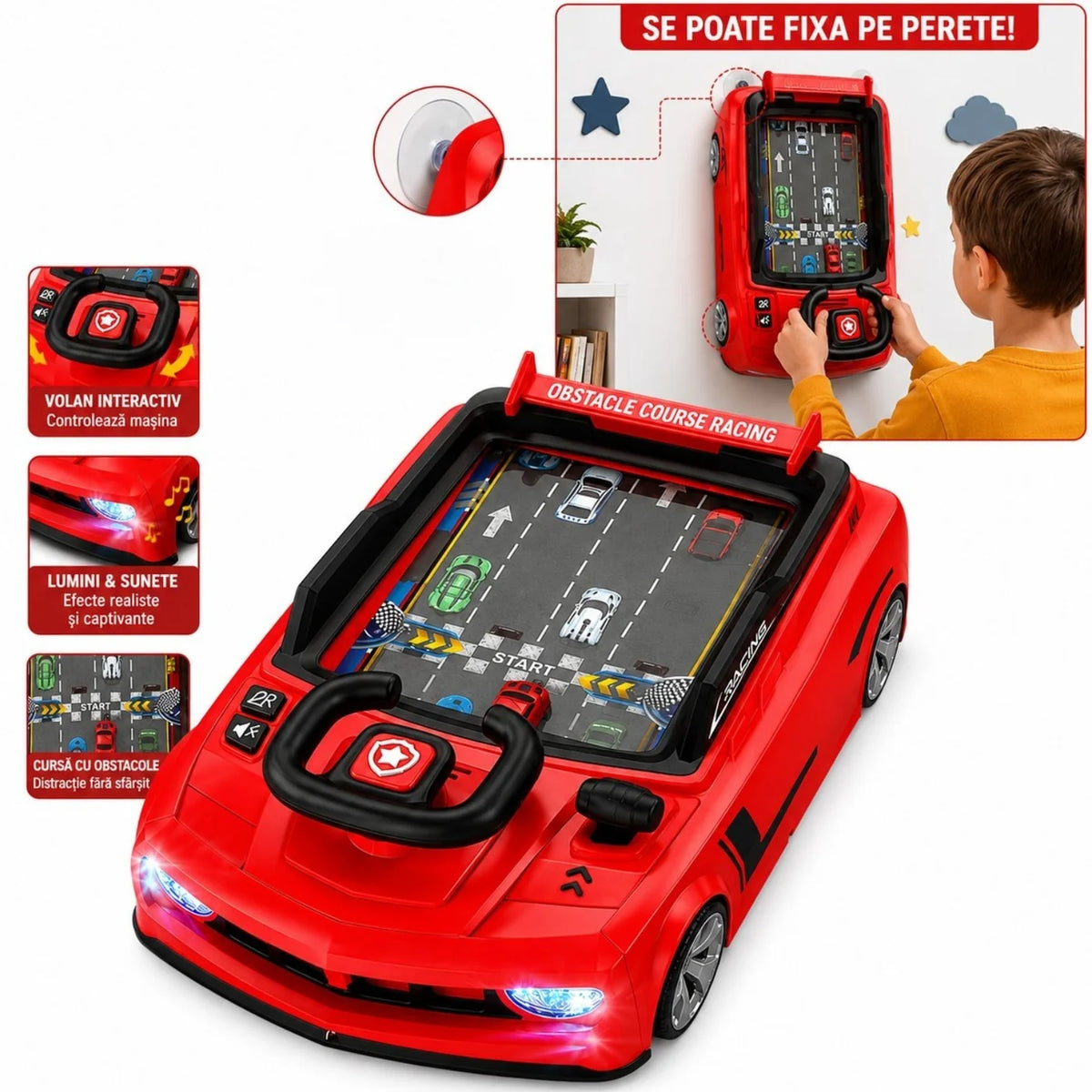 Simulator Auto Interactiv 39.3x24x13.9cm, Masina Interactiva de Politie cu Volan, Lumini si Sunete