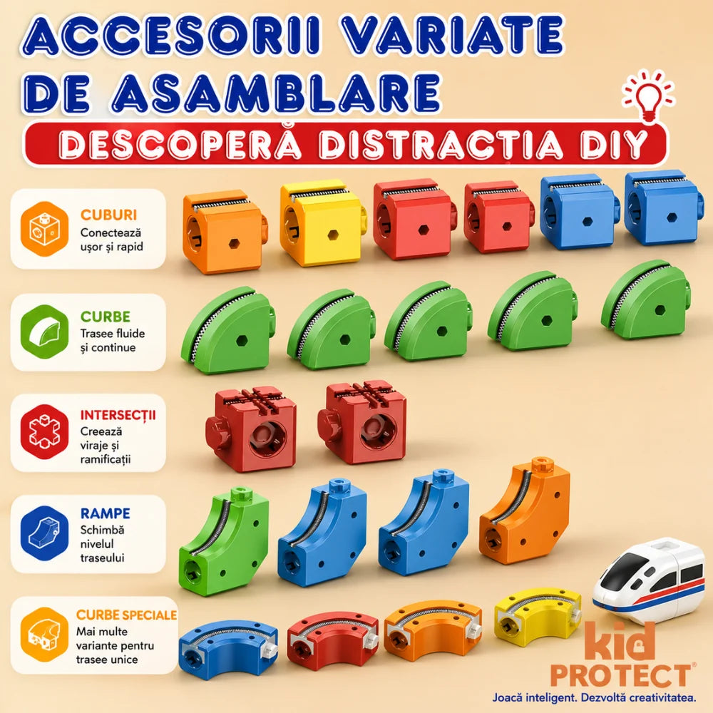 Cube Train Circuit Răsturnat – 81 Piese | KidProtect