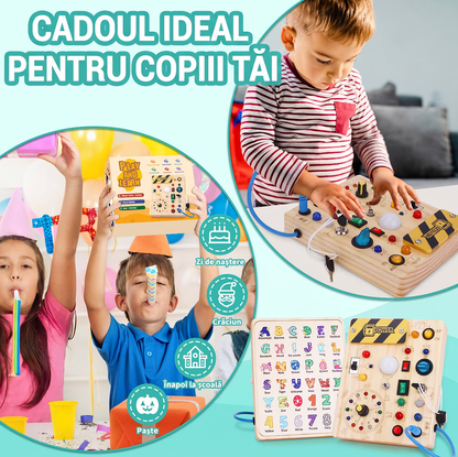 Jucărie Montessori Busy Board – Jocuri Educative pentru Copii 1-3 Ani