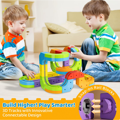 Set Trenulet Electric 3D Dinamic – Pistă care Sfidează Gravitația, 81 Piese, STEM 3-8 Ani