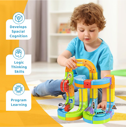 Set Trenulet Electric 3D Dinamic – Pistă care Sfidează Gravitația, 81 Piese, STEM 3-8 Ani
